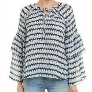 Stylish Blue and White Women's Top